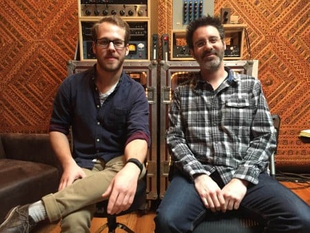 Travis Ball (left) with Recording Mentor Ryan Hewitt (right)