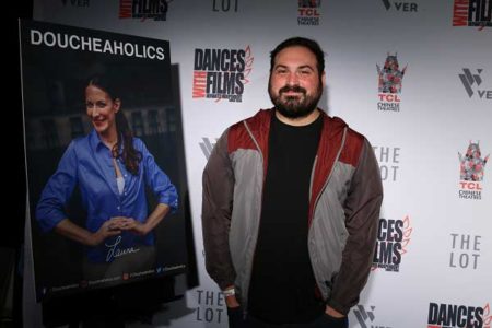 Film Connection grad Alex Geranios at the premiere of Doucheaholics