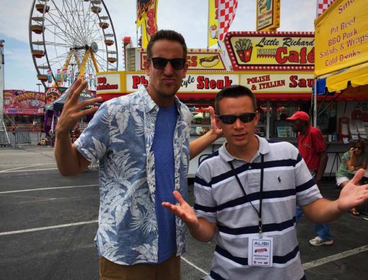 Joe Paciotti (in striped shirt) with Noah Cappe, host of Carnival Eats