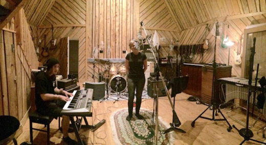 Band members of Kokoros doing overdubs at Far & Away Studios