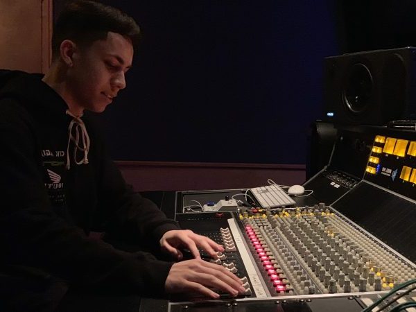 Recording Connection graduate Elijah Ibarra working at Electric Feel Studios in Hollywood, California
